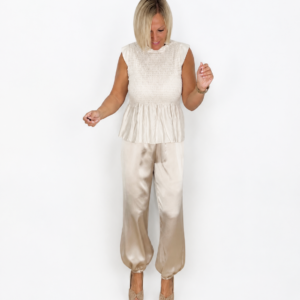 Camisa frunce volante crema