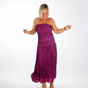 Vestido palabra de honor morado