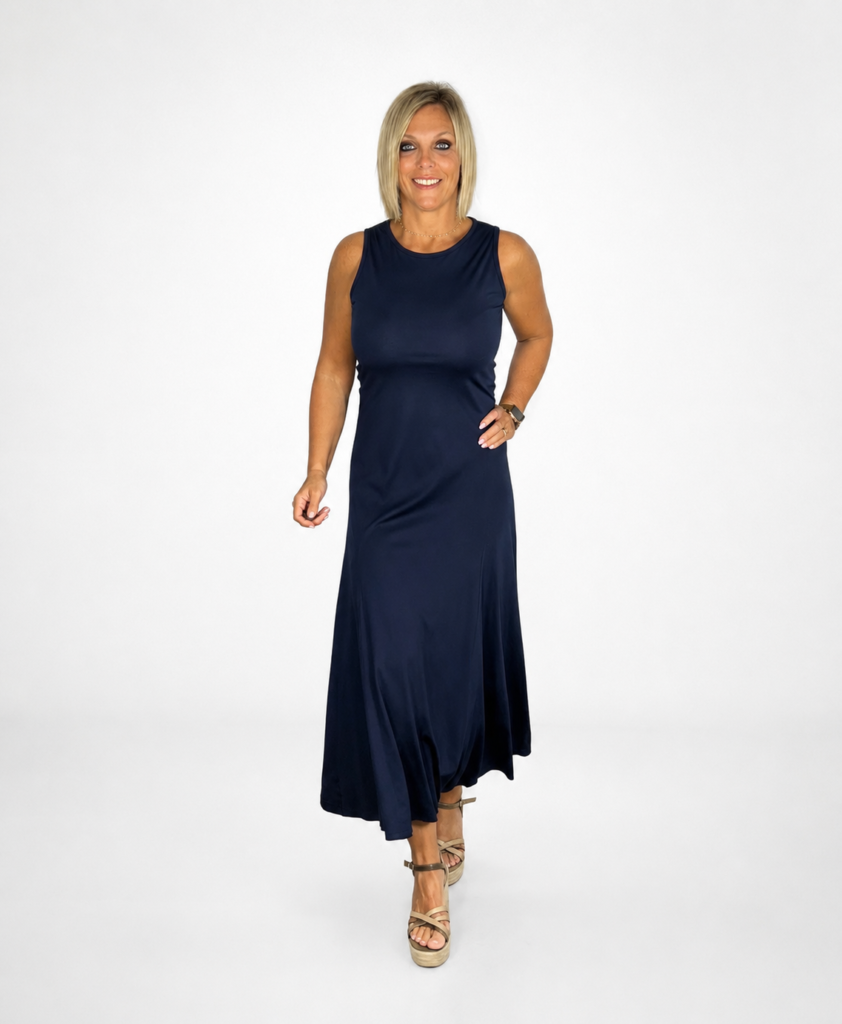 Vestido algodón azul marino