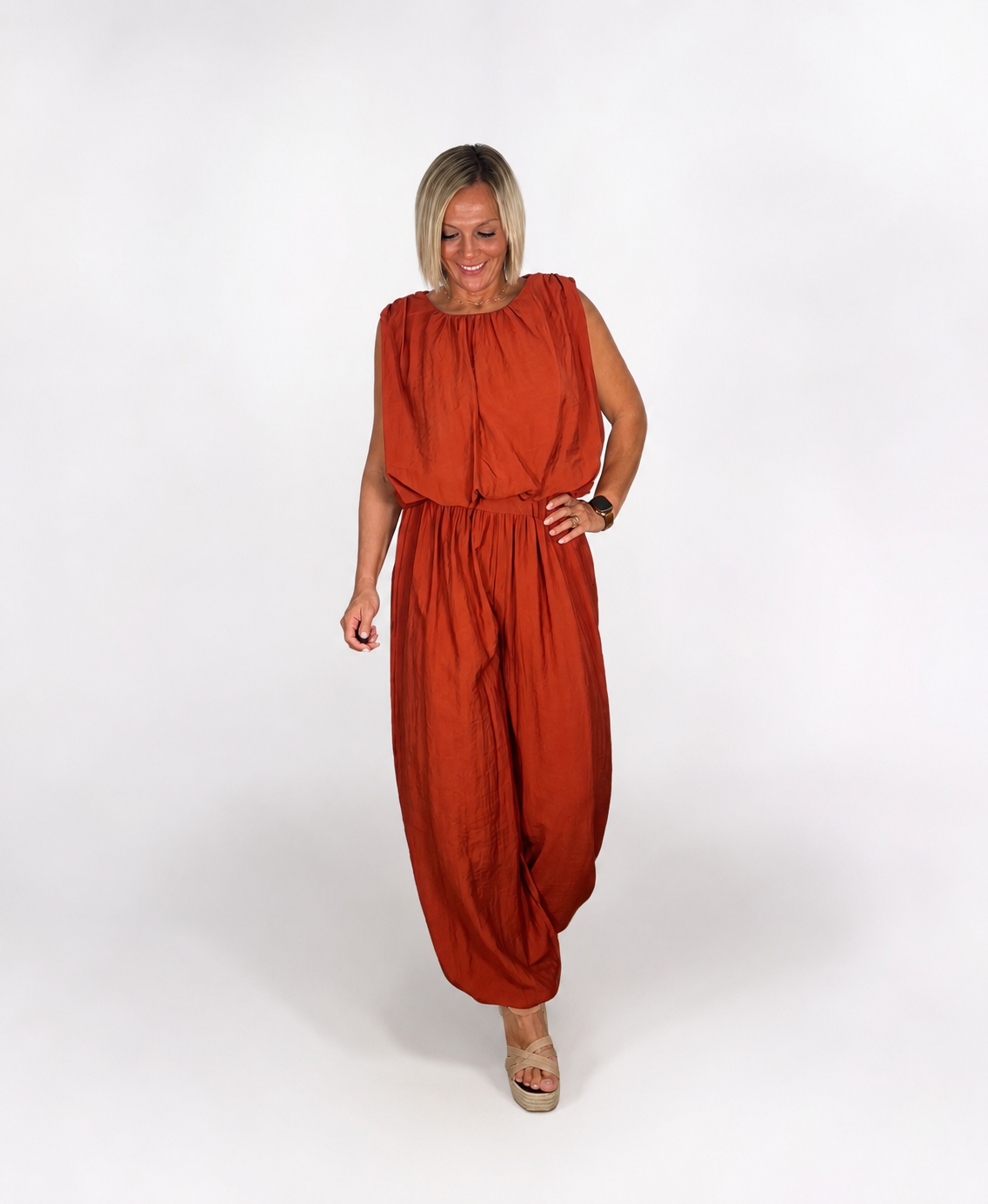 Conjunto top y pantalón bombacho caldera