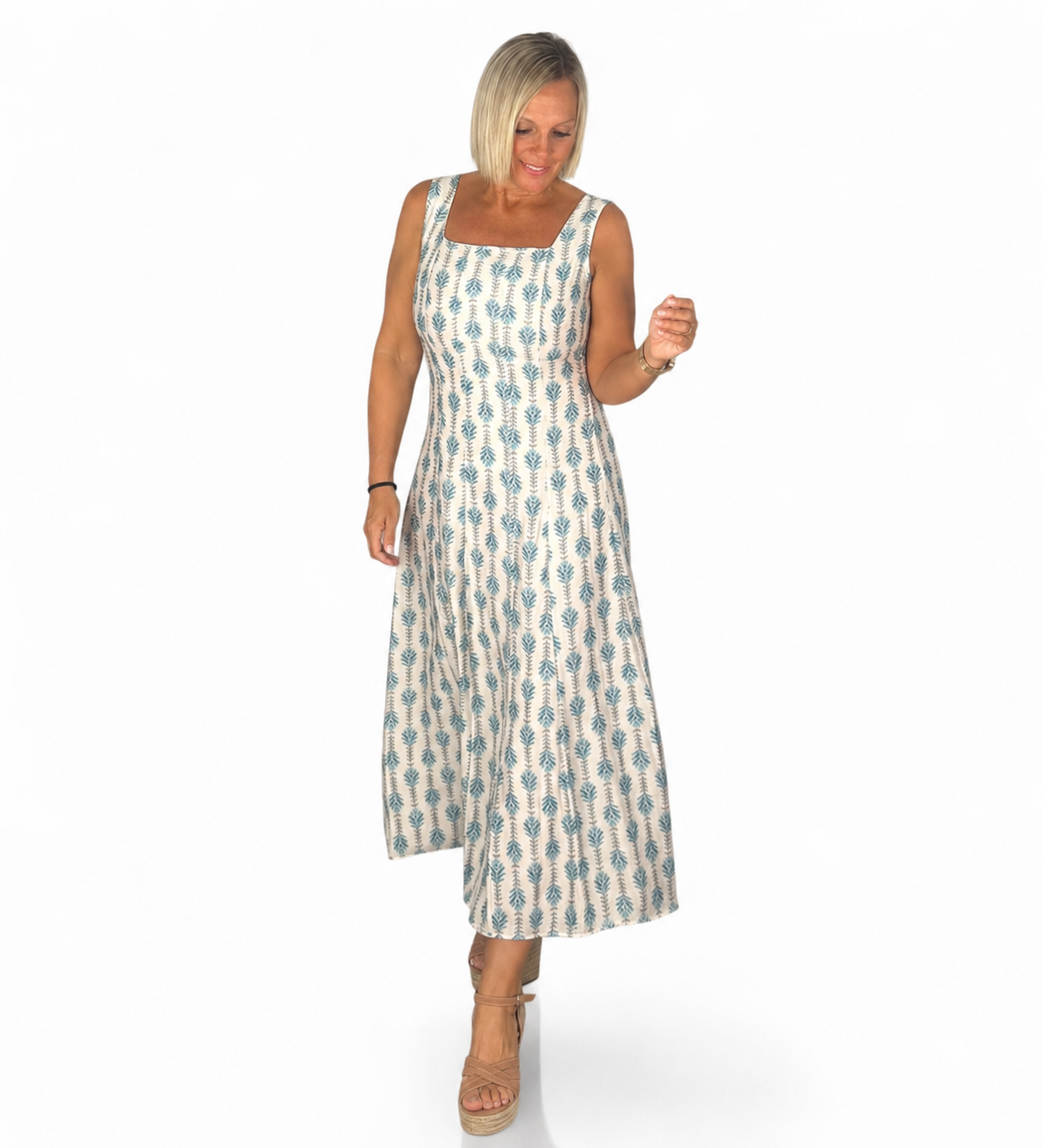 Vestido estampado verde agua