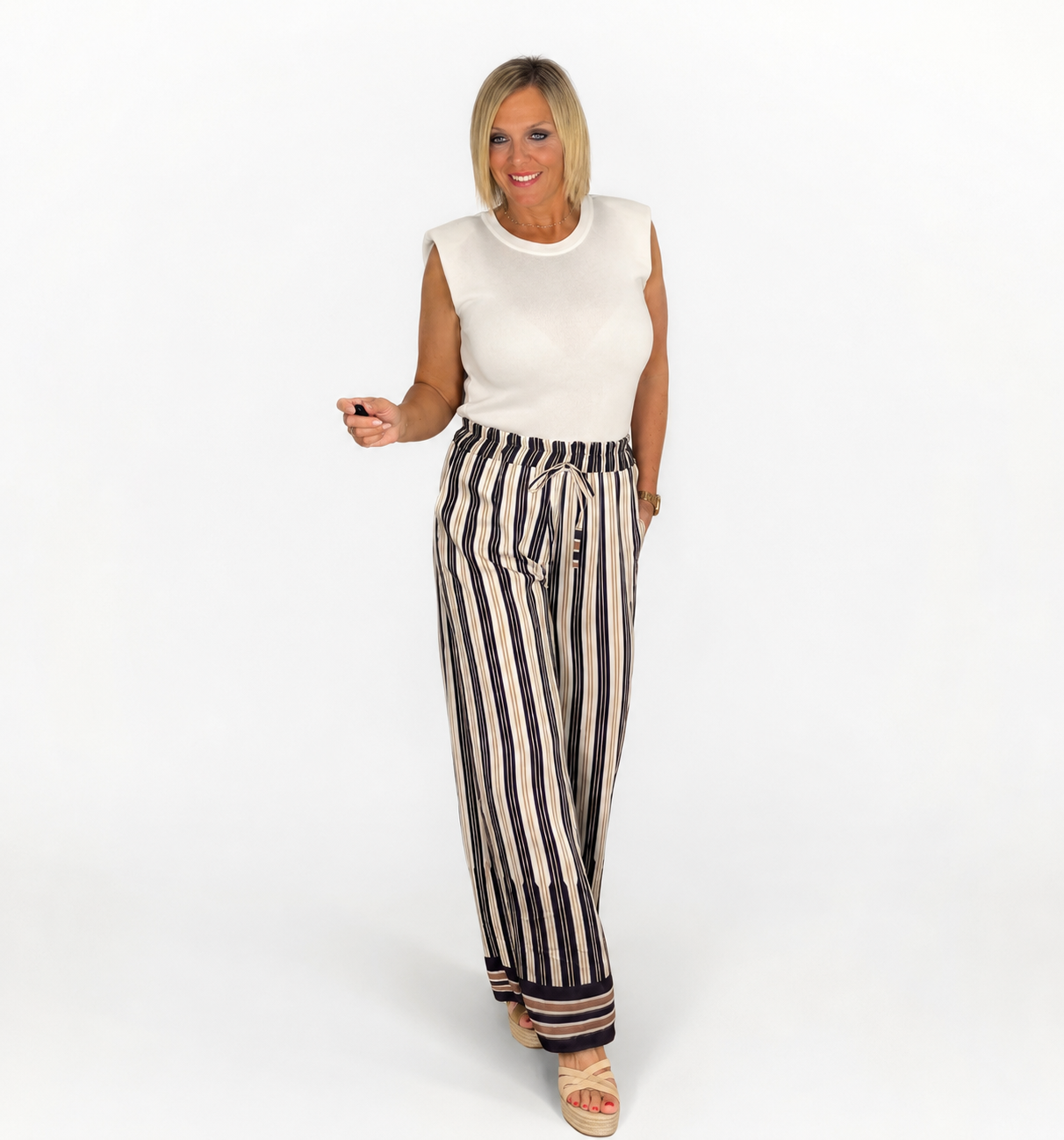 Pantalón rayas cintura elástica