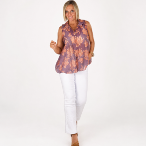 Camisa oversize morada flores