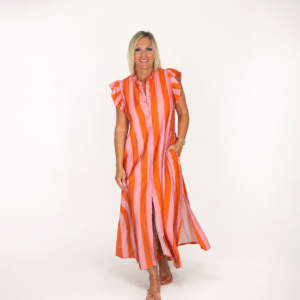 Vestido camisero largo rayas
