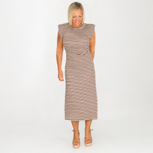 Vestido rayas beige marrón chocolate algodón