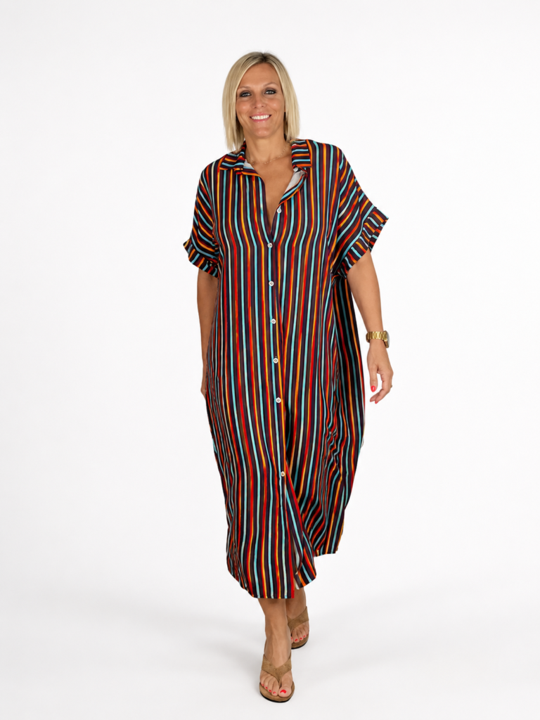 Vestido camisero oversize rayas