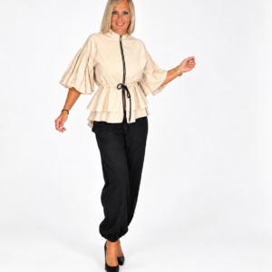 Chaqueta Mangas Amplias Cremallera Beige