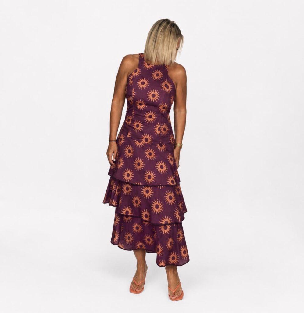 Vestido volante morado soles