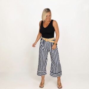 Pantalón palazzo rayas azul marino