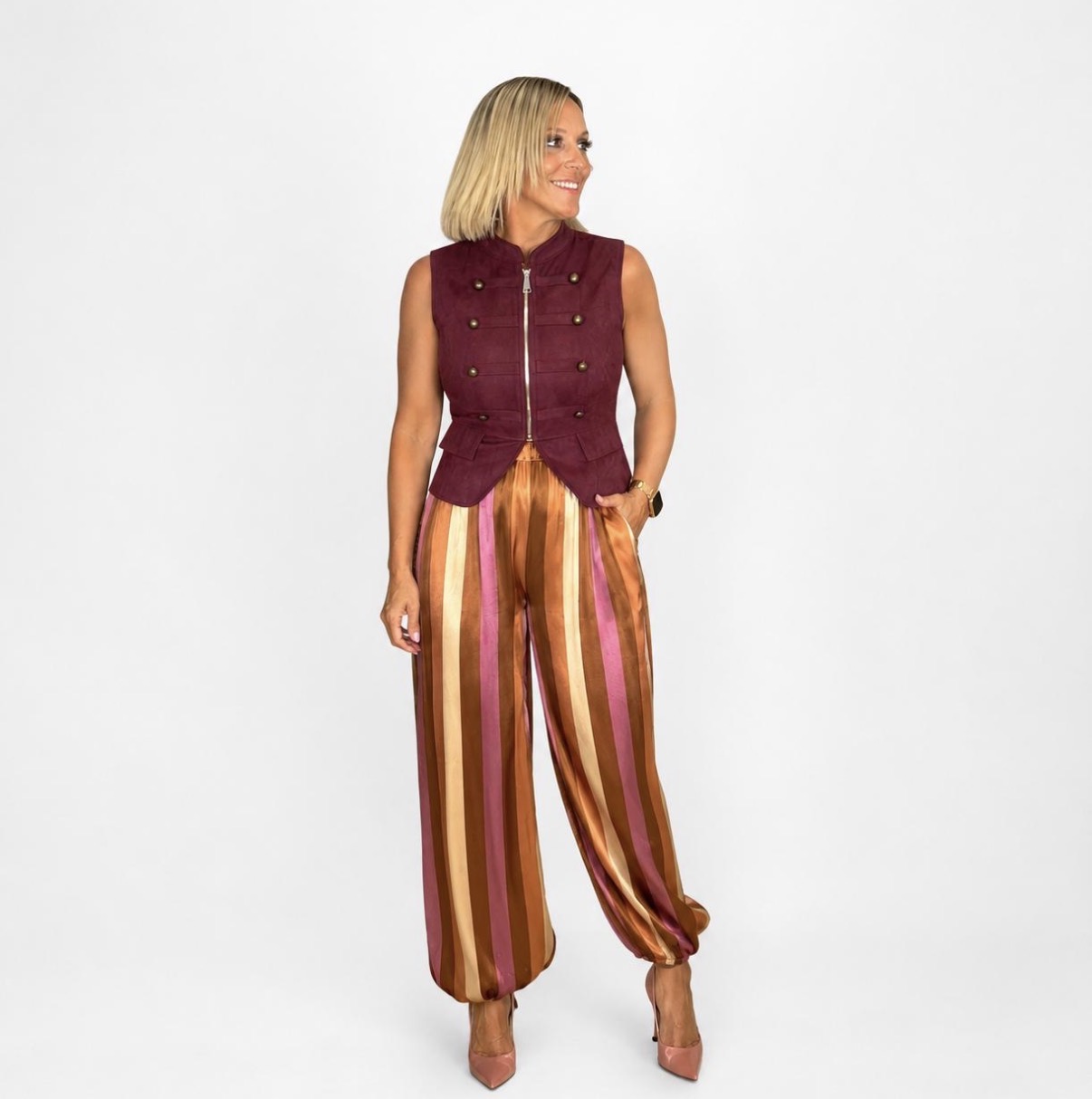 Pantalón Satinado Bombacho Multicolor