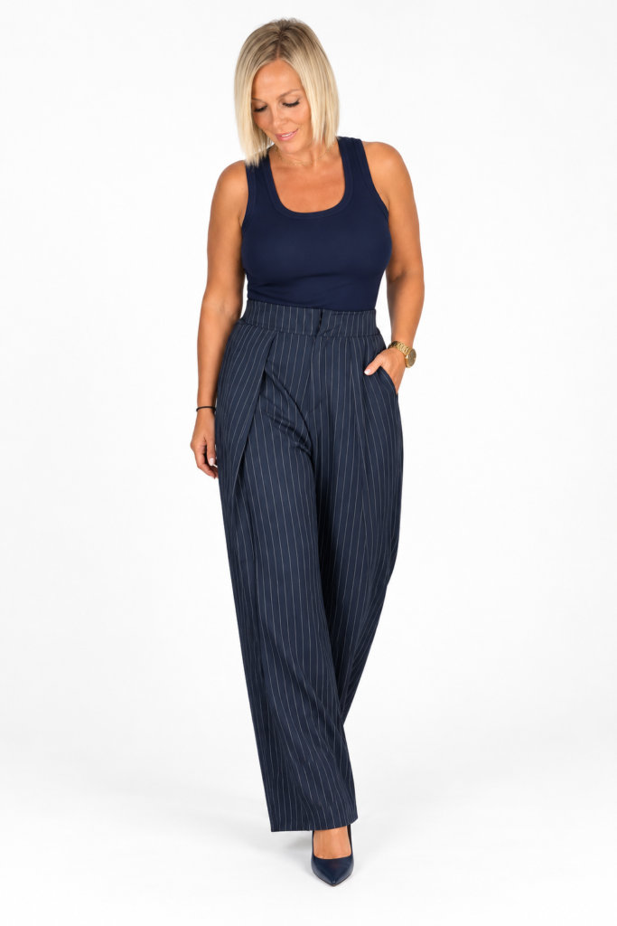 Pantalón Pinzas Raya Diplomática Azul Marino
