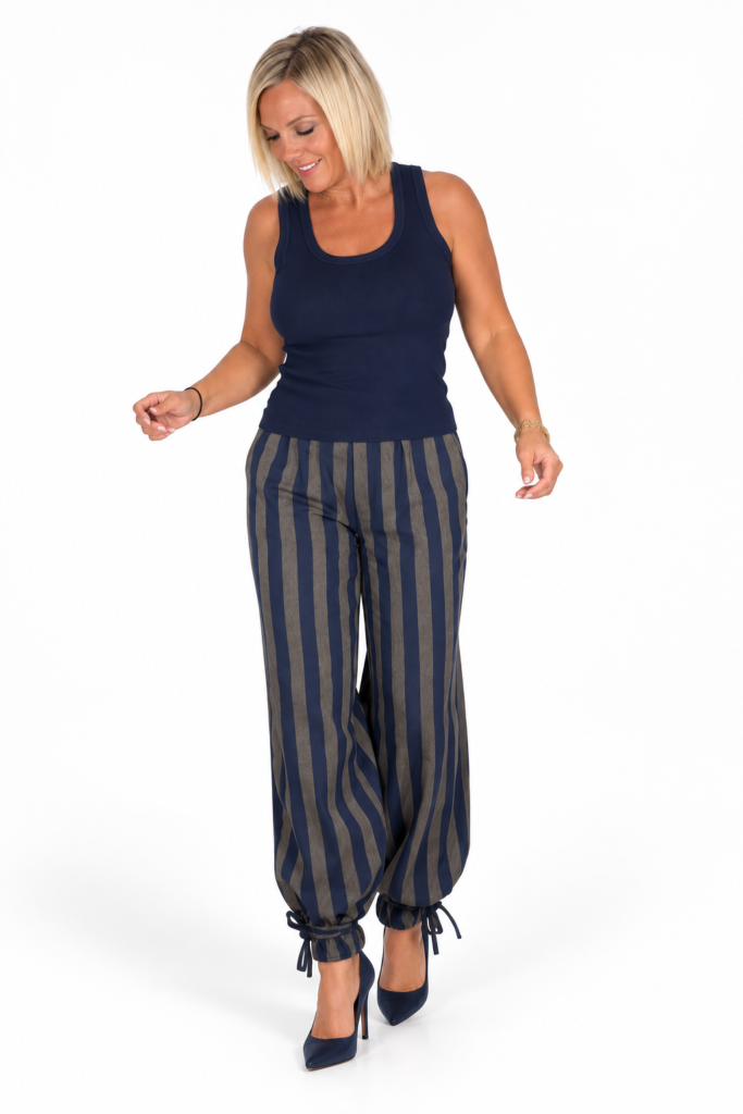 Pantalón Rayas Azul Lazos