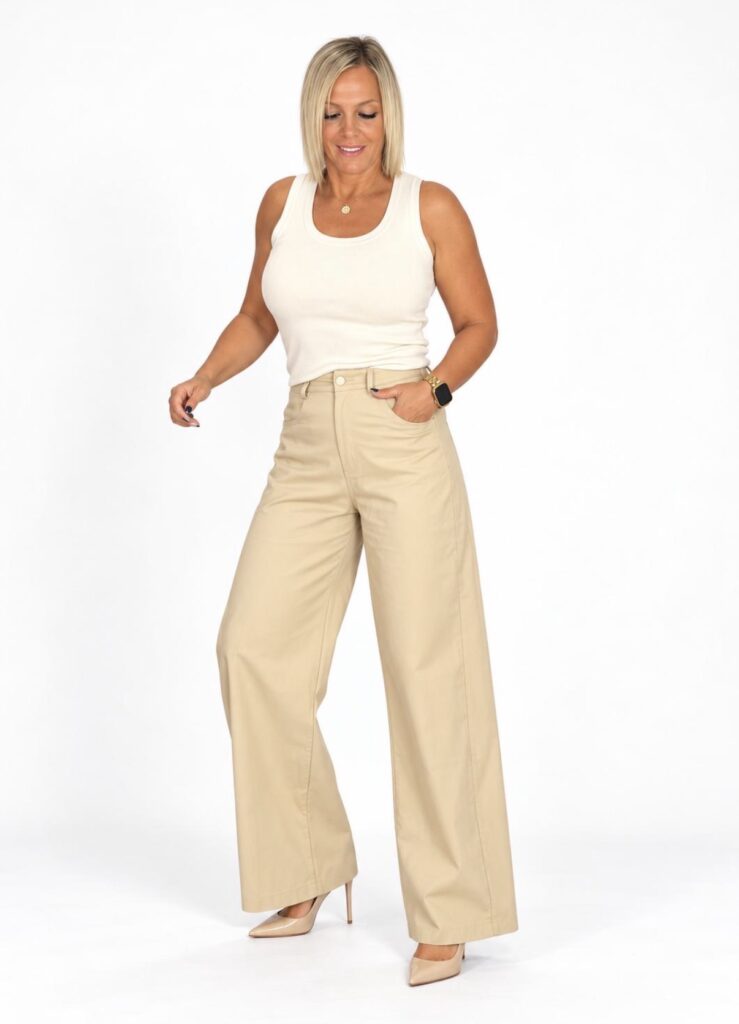 Pantalón Wide Leg Beige