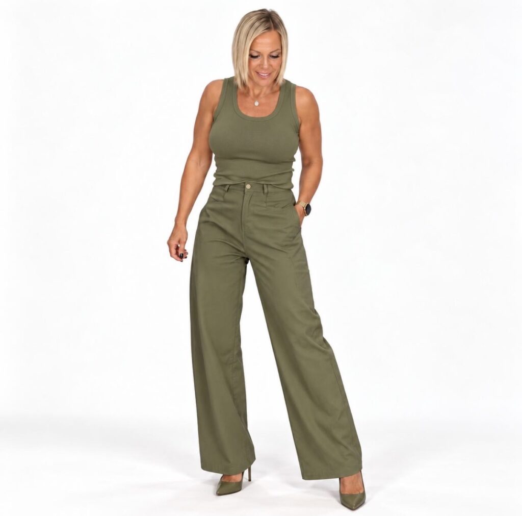 Pantalón Wide Leg Verde Kaki