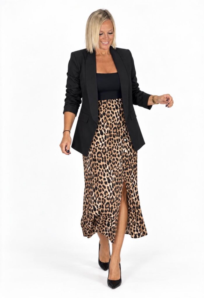 Falda Leopardo Botones