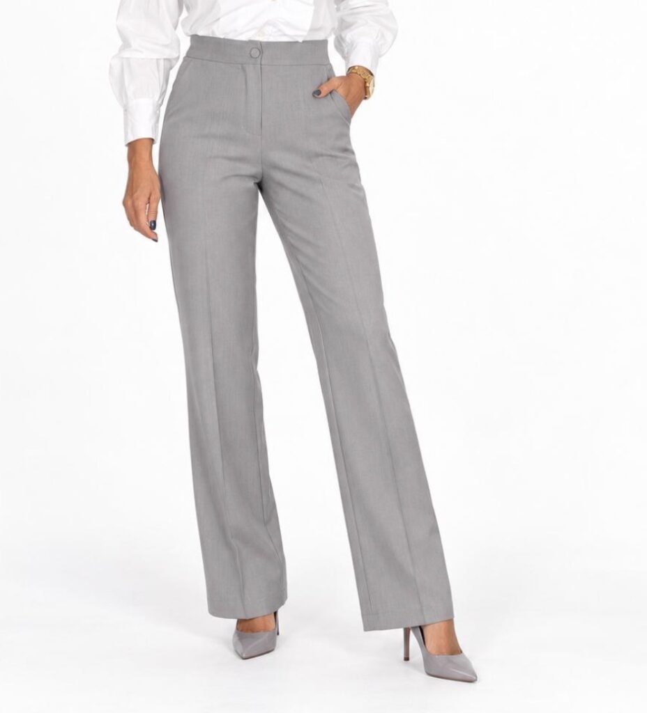 Pantalón Vestir Tiro Alto Gris
