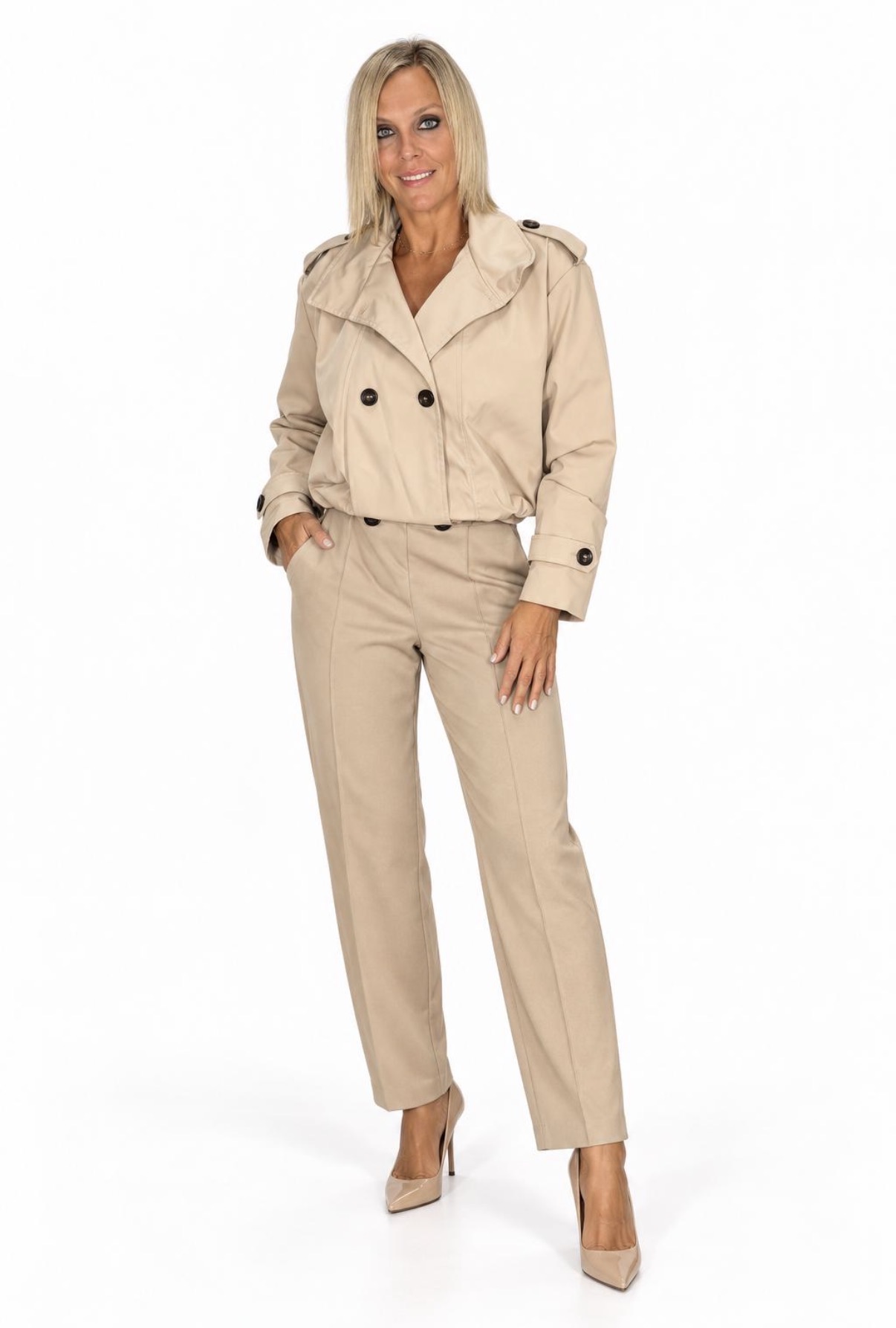 Chaqueta Beige Trench Corto