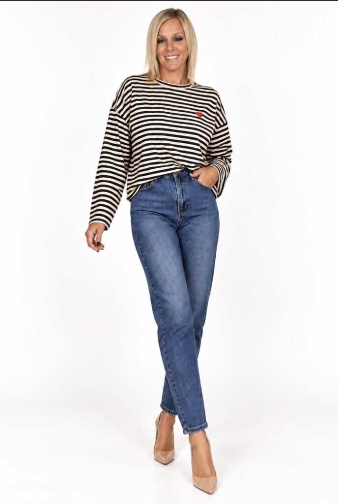 Camiseta Rayas Oversize Azul Marino
