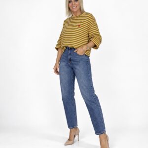 Camiseta Rayas Oversize Mostaza