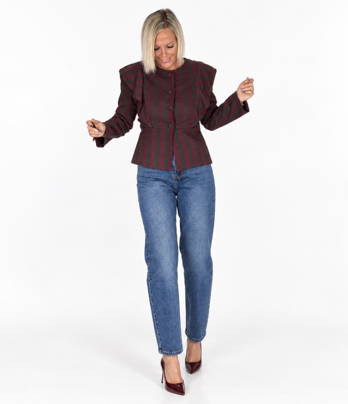 Chaqueta Tapeta Rayas Burdeos