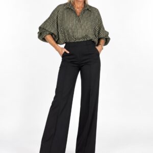 Camisa Oversize Manga Amplia Cuadros Verdes