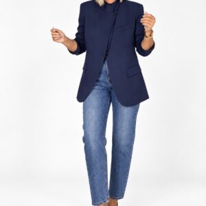 Chaqueta Botón Lateral Azul Marino