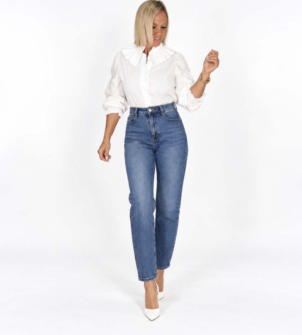 Camisa Blanca Cuello Plisado