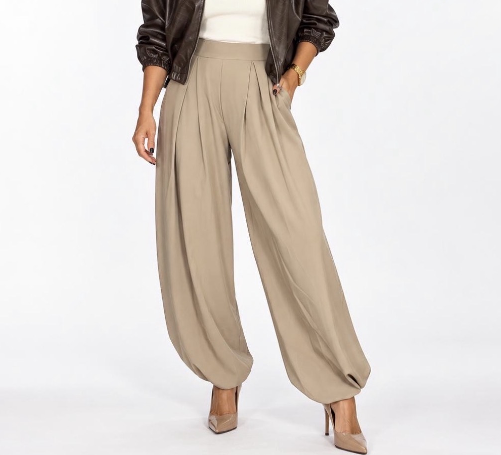 Pantalón Pinzas Bombacho Beige