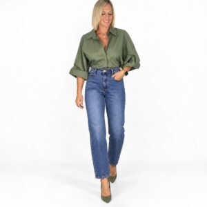 Camisa Mangas Amplias Verde Kaki