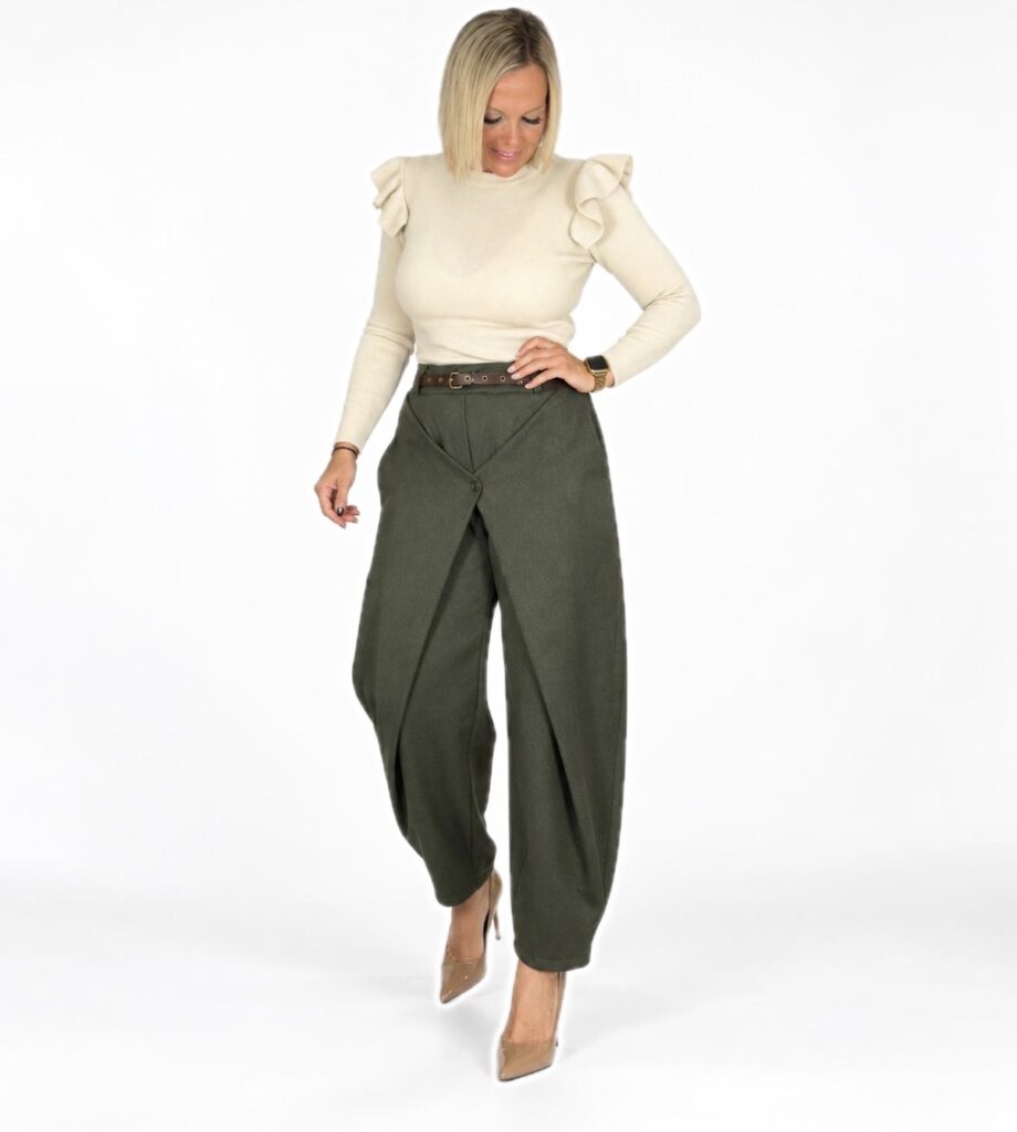 Pantalón Cruzado Espiga Verde Kaki